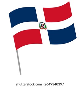 Dominican Republic national flag flutters with flagpole