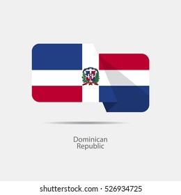 Dominican Republic national flag on a white background with shadow. vector illustration