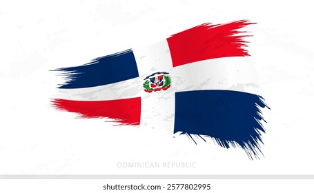 Dominican Republic National Flag with Textured Brush Strokes. Artistic Brush Stroke Design.