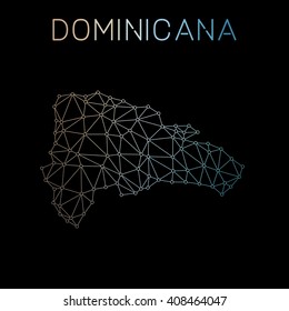 Dominican Republic network map. Abstract polygonal Dominican Republic network map design. Map of Dominican Republic network connections. Vector illustration.