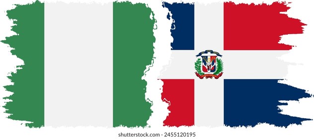 Dominican Republic and Nigeria   grunge flags connection, vector