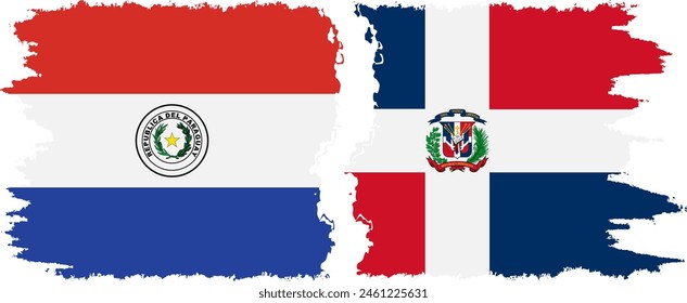 Dominican Republic and Paraguay grunge flags connection, vector