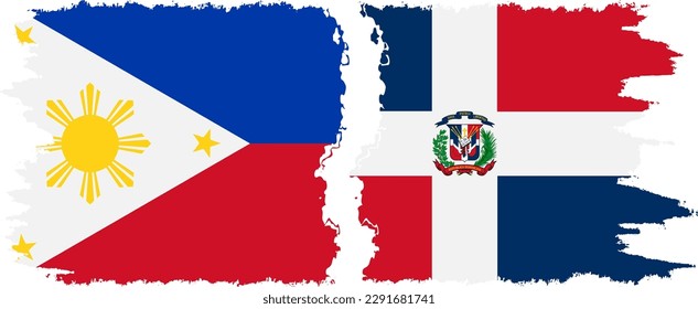 Dominican Republic and Philippines grunge flags connection, vector