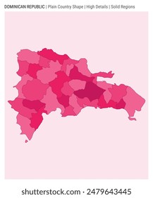 Dominican Republic plain country map. High Details. Solid Regions style. Shape of Dominicana. Vector illustration.