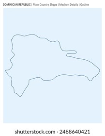 Dominican Republic plain country map. Medium Details. Outline style. Shape of Dominican Republic. Vector illustration.