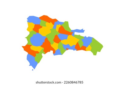 Dominican Republic political map of administrative divisions - provinces and national district. Blank colorful vector map.