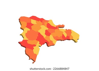 Dominican Republic political map of administrative divisions - provinces and national district. Map with labels.