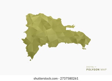 Dominican Republic polygon map vector illustration in low poly geometric style, soft pastel colors with Olive green, clean silhouette on solid background, ideal for infographic.