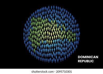 Dominican Republic population people map in globe vector illustration design
