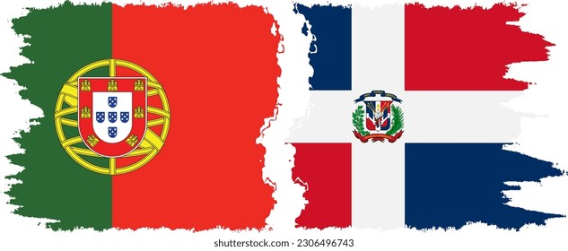 Dominican Republic and Portugal grunge flags connection, vector