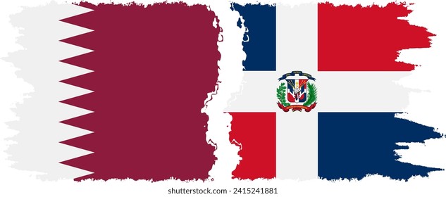 Dominican Republic and Qatar grunge flags connection, vector