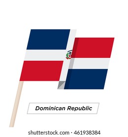 Dominican Republic Ribbon Waving Flag Isolated on White. Vector Illustration. Dominican Republic Flag with Sharp Corners
