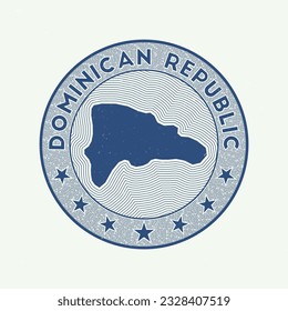 Dominican Republic round badge vector. Country round stamp with shape of Dominican Republic, isolines and circular country name. Awesome emblem. Appealing vector illustration.