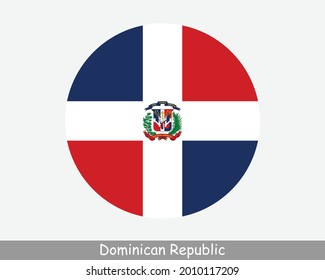 Dominican Republic Round Circle Flag. Dominican Circular Button Banner Icon. Quisqueyan Flag EPS Vector