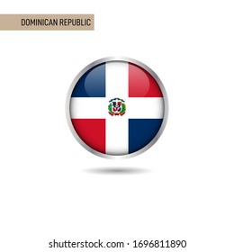 Plantilla de diseño de vectores de bandera redonda de la República Dominicana