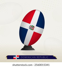 Dominican Republic Rugby Ball on Rugby Kicking Tees with Modern Design. Illustration perfect for sports, national pride, and rugby-related projects.