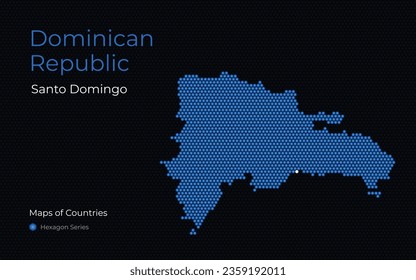 Dominican Republic, Santo Domingo. Creative vector map. Maps of Countries. Central America. Hexagon Series.