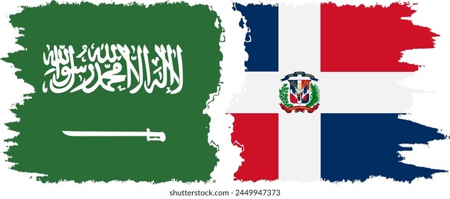 Dominican Republic and Saudi Arabia grunge flags connection, vector