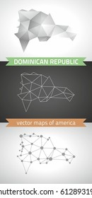 Dominican Republic. Set graphic vector maps of Dominican Republic, polygonal, grey, mosaic, triangle illustrations