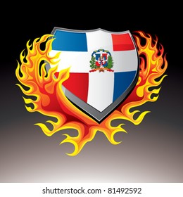 dominican republic shield in flame