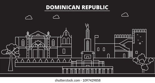 Dominican Republic silhouette skyline. Dominican Republic vector city, dominican linear architecture, buildingline travel illustration, landmarkflat icon, dominican outline design banner