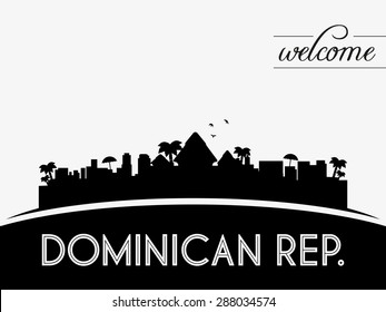 Dominican Republic skyline silhouette black vector design on white background.