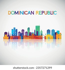 La silueta de la silueta del perfil de la República Dominicana con un estilo geométrico colorido. Símbolo de tu diseño. Ilustración vectorial.