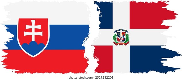 Dominican Republic and Slovakia grunge flags connection, vector