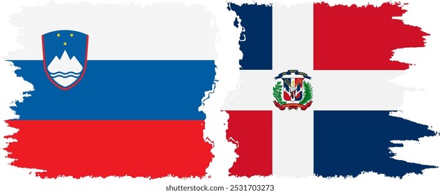 Dominican Republic and Slovenia grunge flags connection, vector