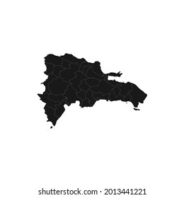 Dominican Republic soft black map with white detail isolated white background, eps 10