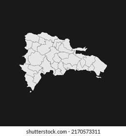 dominican republic soft white map with black detail and background