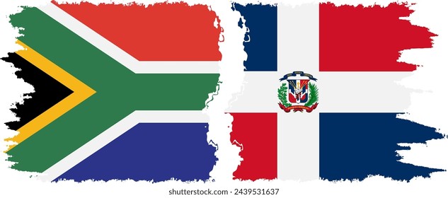 Dominican Republic and South Africa grunge flags connection, vector