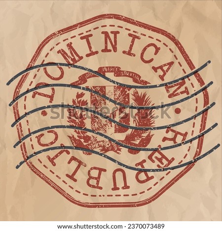 Dominican Republic Stamp Travel Passport. Design Retro Symbol Country. Old Vintage Postmark.