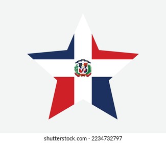 Dominican Republic Star Flag. Dominican Star Shape Flag. Quisqueyan Country National Banner Icon Symbol Vector Flat Artwork Graphic Illustration