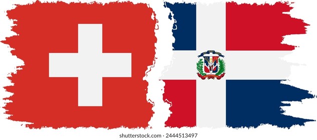 Dominican Republic and Switzerland grunge flags connection, vector