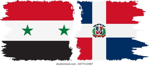 Dominican Republic and Syria grunge flags connection, vector