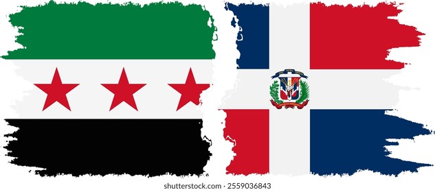 Dominican Republic and Syrian Revolution grunge flags connection, vector