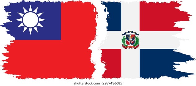 Dominican Republic and Taiwan grunge flags connection, vector