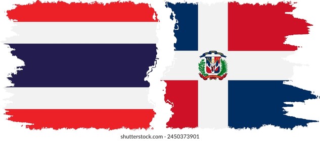 Dominican Republic and Thailand grunge flags connection, vector