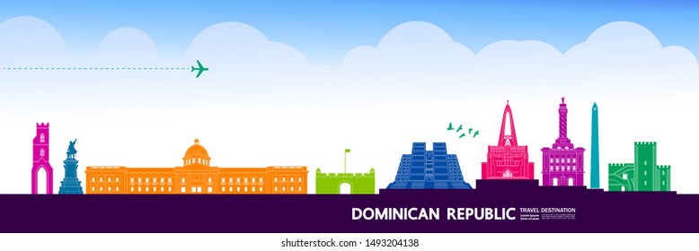 Dominican Republic  travel destination grand vector illustration.