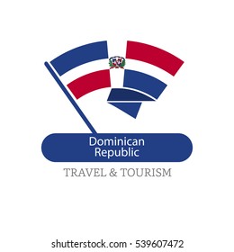 República Dominicana Logo de Travel Destination - Diseño del logo de la empresa de viajes - Country Flag Travel and Tourism camisetas gráficas - ilustración vectorial
