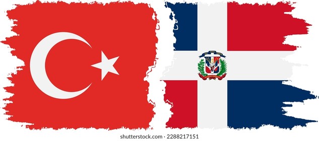 Dominican Republic and Turkey grunge flags connection, vector