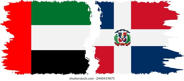 Dominican Republic and United Arab Emirates grunge flags connection, vector