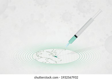 Dominican Republic vaccination concept, vaccine injection in map of Dominican Republic. Vaccine and vaccination against coronavirus, COVID-19. Vector template about Healthcare.