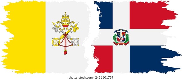 Dominican Republic and Vatican grunge flags connection, vector