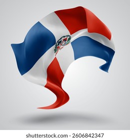 Dominican Republic, vector 3d flag with waves on a white background