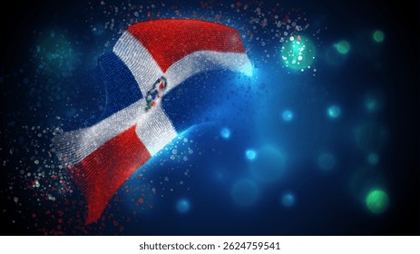 República Dominicana, Vector 3d con luces y bengalas