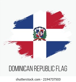 Dominican Republic Vector Flag. Dominican Republic Flag for Independence Day. Grunge Dominican Republic Flag. Dominican Republic Flag with Grunge Texture, Artistic Brush Stroke Texture