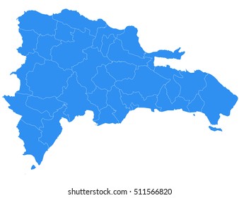 Dominican Republic vector map isolated on white background. High detailed silhouette illustration