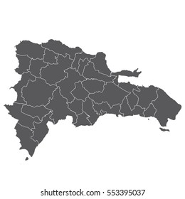 Dominican Republic vector map isolated on white background. High detailed silhouette illustration.